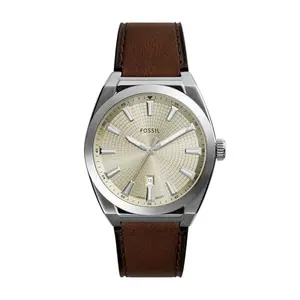 Reloj Fossil Everett: Acero Inoxidable, Cuero Marrón, 50m Resist. al Agua