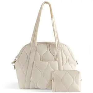 Bolso Tote Puffer Bagstash para Mujeres - Amplio y Elegante en Color Albaricoque