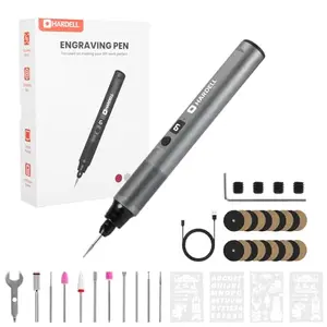 HARDELL Bolígrafo de Grabado Recargable Type-C, 6 Velocidades y 41 Accesorios, Ideal para Madera, Metal y Vidrio