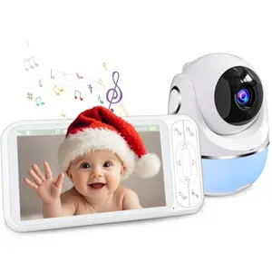Monitor para Bebés Buradin 1080P 5'' con Batería de 5000mAh, Audio Bidireccional y Visión Nocturna