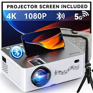 Proyector nativo 1080P con WiFi/Bluetooth y soporte 4K, incluye pantalla de 100" y trípode