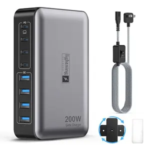 Cargador Rápido USB C de 200W, Estación de Carga con 8 Puertos para Todos tus Dispositivos