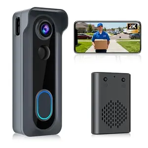 Cámara de Puerta Inalámbrica 2K HD con Visión Nocturna y Audio Bidireccional - Compatible con Alexa