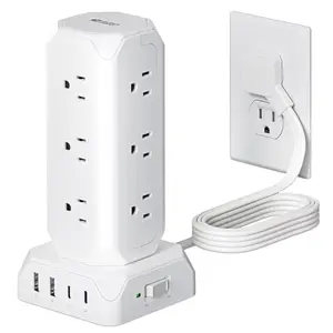 Estacion de carga Multitoma SUPERDANNY: 12 Salidas + 35W USB, 1700J Protección Contra Sobretensiones