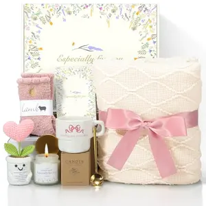 Paquete de Regalo de Bienestar para Mujeres - Confort Tras Cirugía y Quimioterapia (Rosa y Blanco)