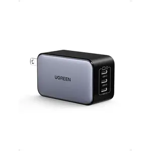 Cargador UGREEN Nexode 65W GaN USB C, 3 Puertos Tipo-C para Carga Rápida y Compatibilidad Amplia