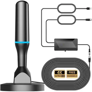 Antena TV Interior DTB TECH: Recepción 360°, 120 Millas, Amplificador y Base Magnética, Full HD