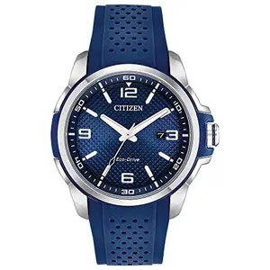 Reloj Citizen Eco-Drive para Hombre: Acero Inoxidable, Correa de Poliuretano Azul, Resistente al Agua 100 m